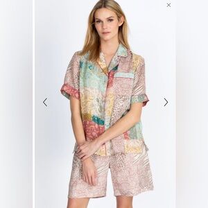 NWT Johnny Was Multicolor Patchwork MARSEILLE GARDEN
RESORT SHIRT Size XS